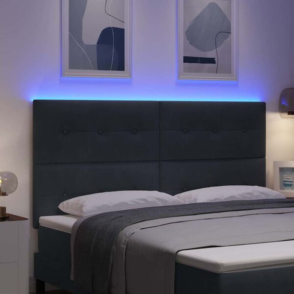 vidaXL T&ecirc;te de lit LED avec des lumi&egrave;res &agrave; LED Gris 180 cm Polyester