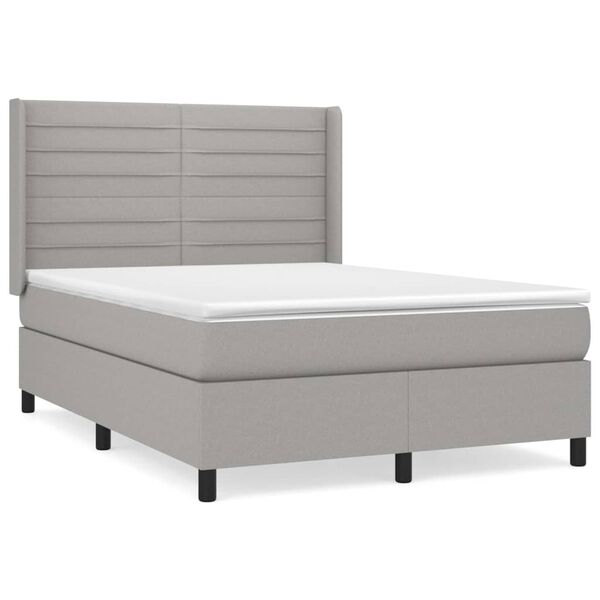 vidaXL Sommier &agrave; lattes de lit avec matelas Gris clair 140x200cm Tissu