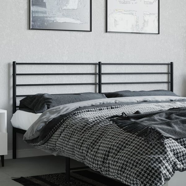 vidaXL T&ecirc;te de lit m&eacute;tal noir 200 cm