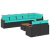 vidaXL Ensemble de canap&eacute; de jardin 9 pcs avec coussins noir r&eacute;sine tress&eacute;e