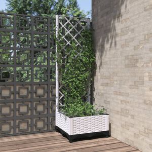 vidaXL Jardini&egrave;re avec treillis Blanc 40x40x121,5 cm PP