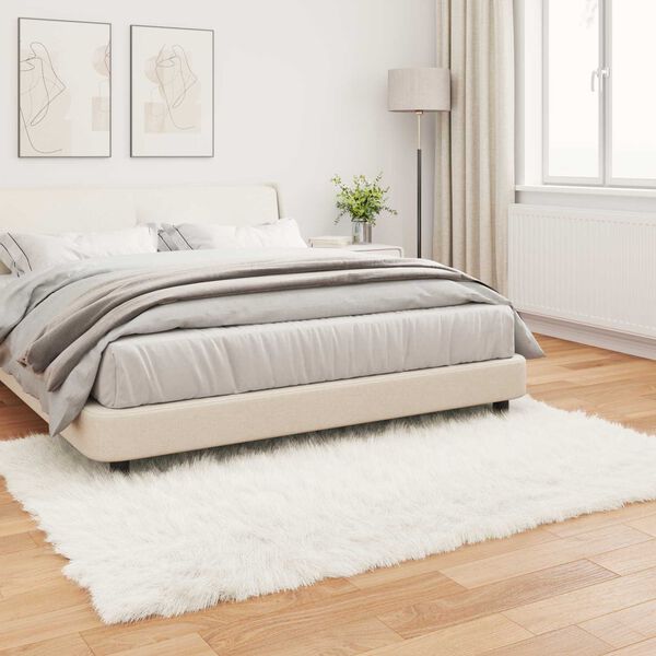 vidaXL Tapis en fausse Tafalla Blanc 140 x 200 cm Polyester