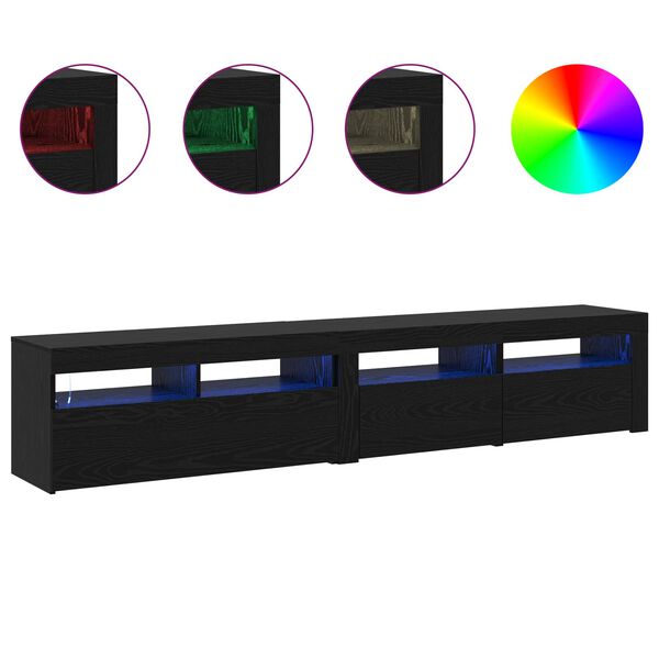 vidaXL Meuble TV 2 pcs Ch&ecirc;ne noir 210 x 35 x 40 cm Bois d'ing&eacute;nierie