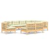 vidaXL Salon de jardin 9 pcs avec coussins cr&egrave;me bois de pin massif