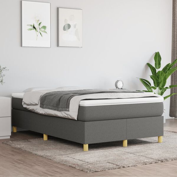 vidaXL Sommier &agrave; lattes de lit avec matelas Gris fonc&eacute; 120x200cm Tissu