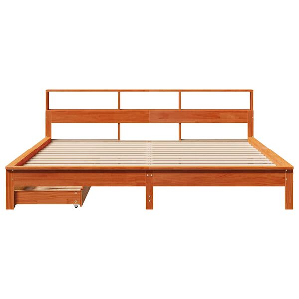 vidaXL Lit biblioth&egrave;que sans matelas cire marron 180x200 cm pin massif