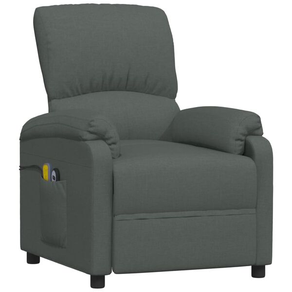 vidaXL Fauteuil de massage inclinable Gris fonc&eacute; Tissu