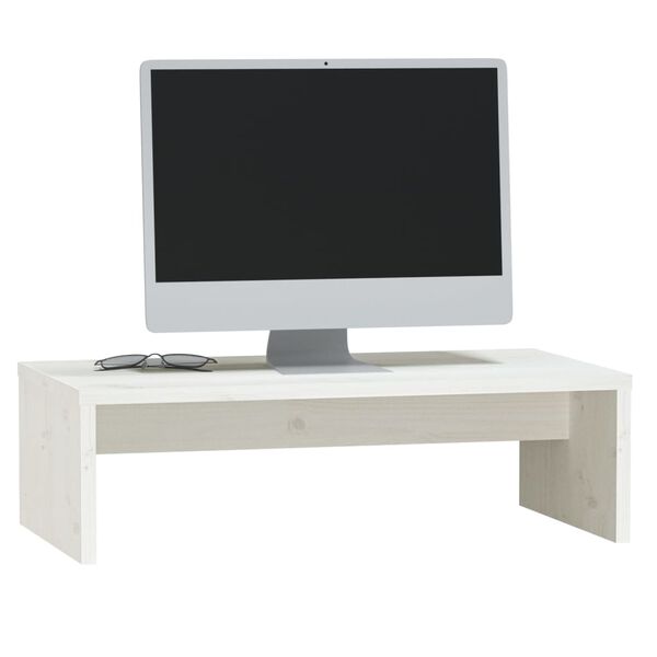 vidaXL Support de moniteur Blanc 50x27x15 cm Bois de pin solide