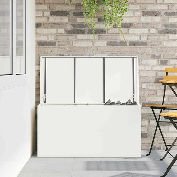 vidaXL Bo&icirc;te de Rangement Ext&eacute;rieure Blanc 100 x 50,5 x 50 cm Acier