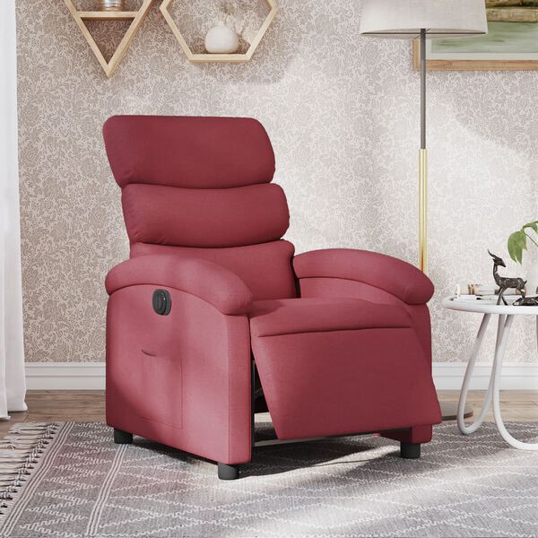 vidaXL Fauteuil inclinable &eacute;lectrique Rouge bordeaux Tissu