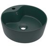 vidaXL Lavabo de luxe avec trop-plein Vert fonc&eacute; mat 36x13cm C&eacute;ramique