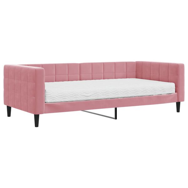 vidaXL Lit de jour avec matelas rose 90x200 cm velours