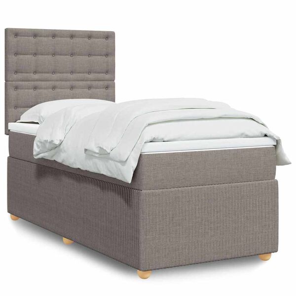 vidaXL Sommier &agrave; lattes de lit avec matelas Taupe 80x200 cm Tissu