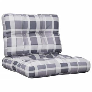vidaXL Coussins de palette lot de 2 motif &agrave; carreaux gris tissu