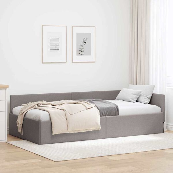 vidaXL Cadre de lit d'angle Taupe 100 cm x 200 cm Velours