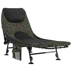vidaXL Lit de pêche avec pieds à boue réglables pliable camouflage