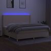 vidaXL Sommier &agrave; lattes de lit matelas et LED Cr&egrave;me 200x200 cm Tissu