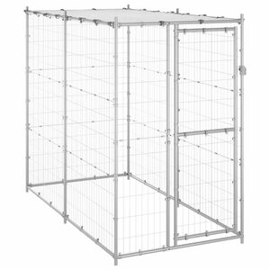 vidaXL Chenil ext&eacute;rieur Acier galvanis&eacute; avec toit 110x220x180 cm