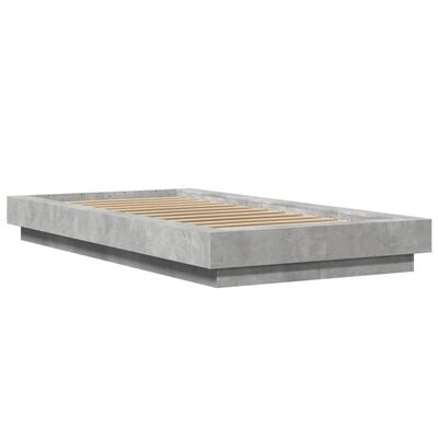 vidaXL Cadre de lit avec lumières LED gris béton 75x190 cm