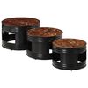 vidaXL Tables de bar forme tambour 3 pcs bois massif de r&eacute;cup&eacute;ration