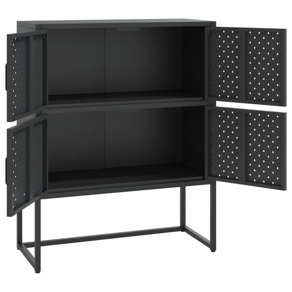 vidaXL Buffet haut Noir 80x35x100 cm Acier