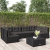 vidaXL Salon de jardin 6 pcs avec coussins Noir R&eacute;sine tress&eacute;e