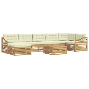 vidaXL Ensemble de canap&eacute;s d'ext&eacute;rieur 8 pcs Blanc et cr&egrave;me Polyester