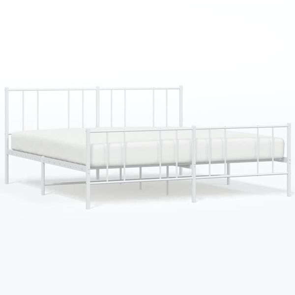 vidaXL Cadre de lit métal sans matelas et pied de lit blanc 180x200 cm