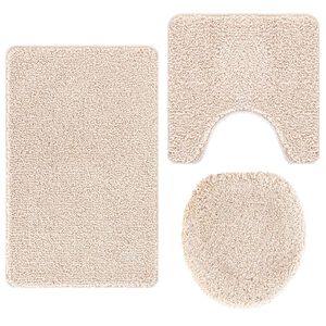 vidaXL Ensemble de tapis de bain antid&eacute;rapants 3 pcs Cr&egrave;me PP