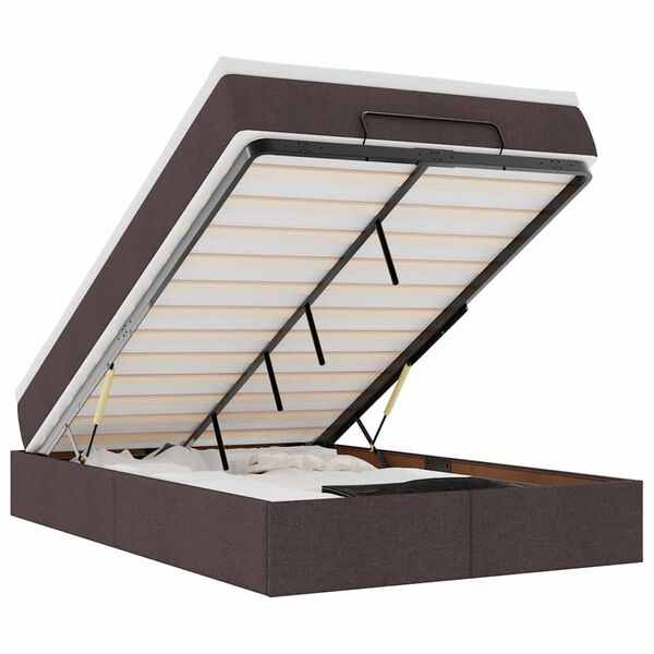 vidaXL Cadre de lit ottoman avec matelas marron fonc&eacute; 120x200 cm tissu