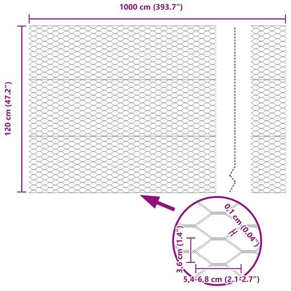 vidaXL Clôture hexagonale Vert 1,2 x 10 m PVC