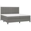 vidaXL Sommier &agrave; lattes de lit avec matelas Gris fonc&eacute; 200x200cm Tissu