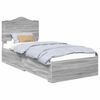 vidaXL Cadre de lit Gris Sonoma 90 x 190 cm Bois d'ing&eacute;nierie