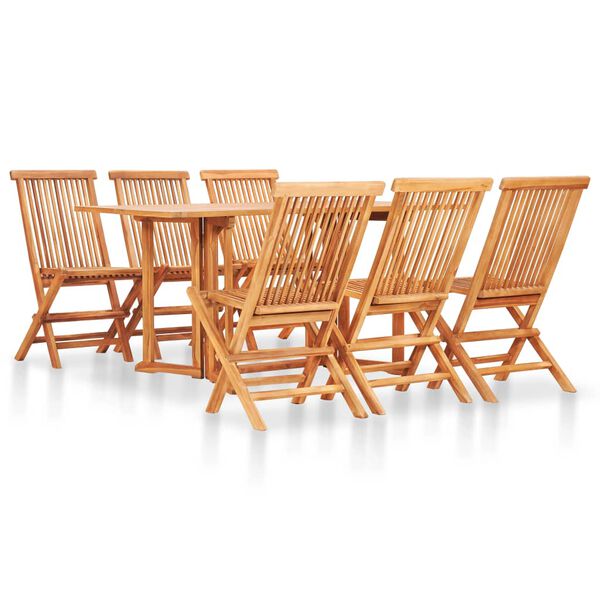vidaXL Ensemble &agrave; manger d'ext&eacute;rieur pliable 7 pcs Bois solide de teck