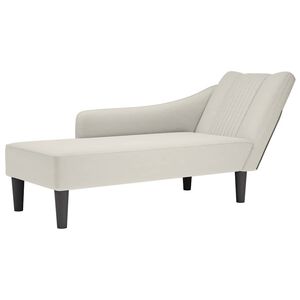 vidaXL Fauteuil long avec accoudoir droit cr&egrave;me velours
