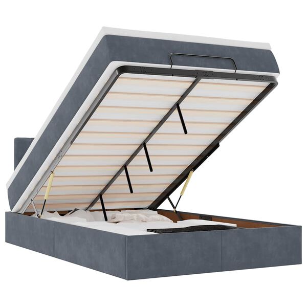 vidaXL Cadre de lit ottoman et matelas gris fonc&eacute; 120x200 cm velours