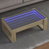 vidaXL Table basse avec LED infini ch&ecirc;ne sonoma 90x53x30 cm