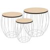 vidaXL Ensemble de table basse Contreplaqu&eacute; de peuplier Fer 3 pcs