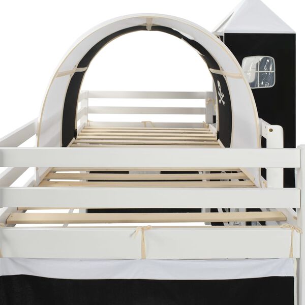 vidaXL Lit mezzanine d'enfants avec toboggan et échelle Pin 97x208 cm