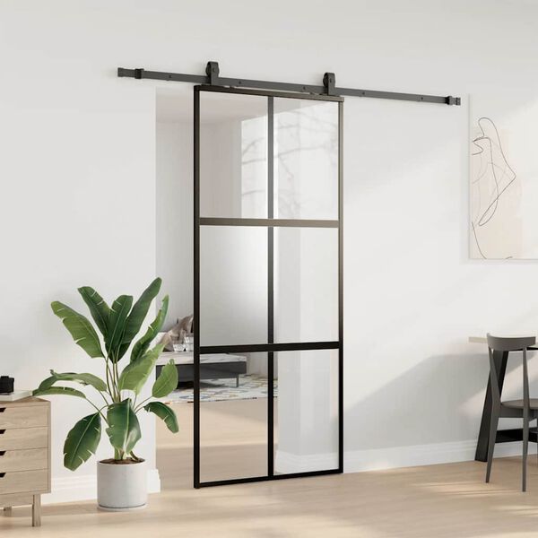vidaXL Porte coulissante avec kit de quincaillerie noir 90x205 cm