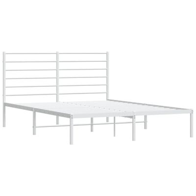 vidaXL Cadre de lit métal sans matelas et tête de lit blanc 140x190 cm