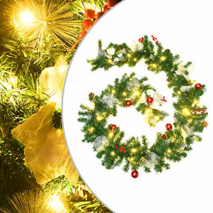 vidaXL Guirlande de No&euml;l avec lumi&egrave;res LED Vert 2,7 m PVC