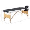 vidaXL Table de massage pliable 3 zones Bois Noir et blanc