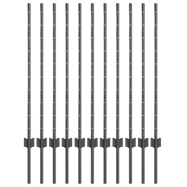 vidaXL Poteau de cl&ocirc;ture. 11 pcs Gris 100 cm Acier