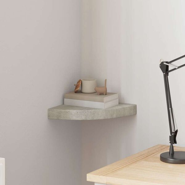 vidaXL &Eacute;tag&egrave;re d'angle murale Gris b&eacute;ton 25x25x3,8 cm MDF