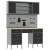vidaXL Placard de travail 8 pc Noir Bois d'ing&eacute;nierie et acier