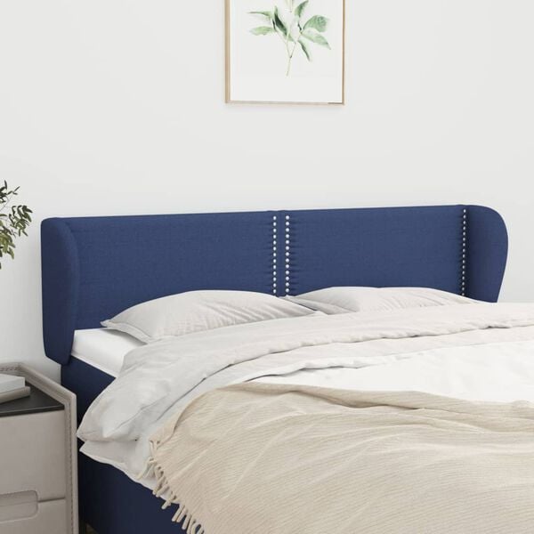 vidaXL T&ecirc;te de lit avec oreilles Bleu 147x23x78/88 cm Tissu