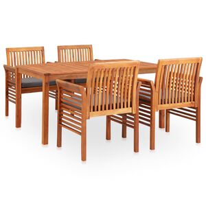 vidaXL Ensemble &agrave; manger d'ext&eacute;rieur 5 pcs et coussins Acacia solide