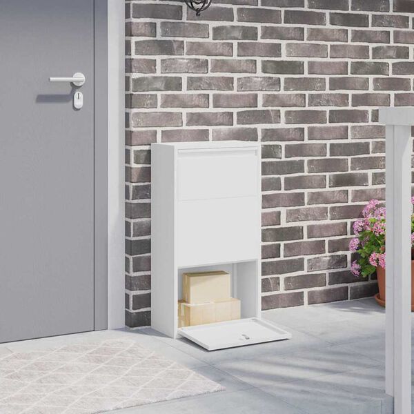 vidaXL Bo&icirc;te de d&eacute;p&ocirc;t de colis avec porte Blanc 44 x 22 x 82 cm Acier