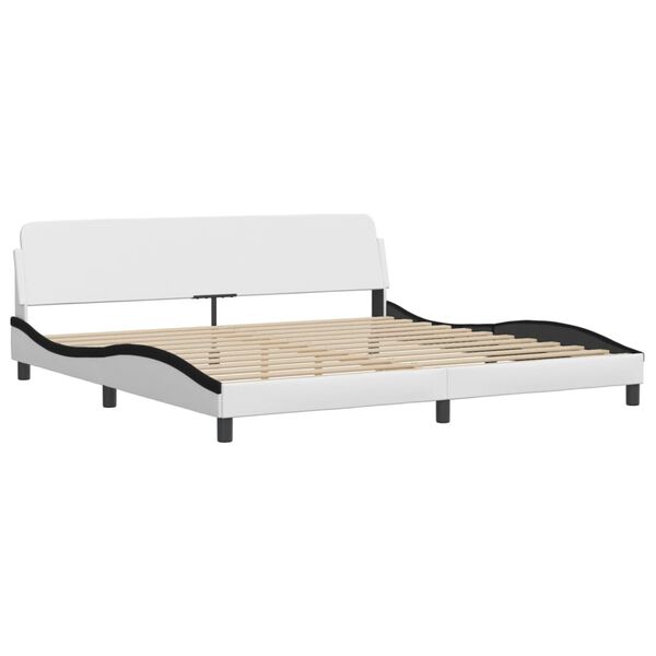 vidaXL Lit avec matelas Hvar blanc et noir 200x200 cm similicuir